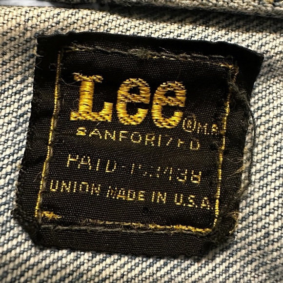 VTG 70s Lee Riders Denim Jean Trucker Jacket PATD 153438 Union Made in USA 36R - Picture 6 of 11